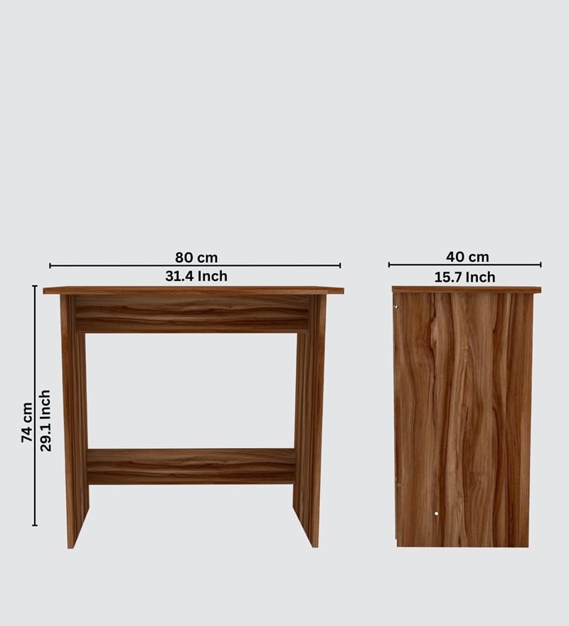 Image of Compact Study Desk, Walnut Brown Finish, 80x40x74 cm, Space-Saving Home Office Table, Modern Design, DIY Assembly