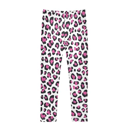 ALAZA Girls' Leggings Children's Yoga Pants Skinny Printed Dance Leopard Cheetah Rose Red Comfortable 4T