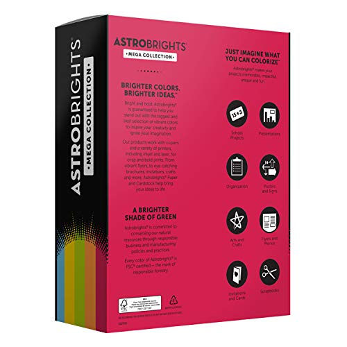 Image of Astrobrights Mega Collection, Colored Paper, inchClassic inch 5-Color Assortment, 625 Sheets, 24 lb /89 gsm, 8.5 inch x 11 inch - MORE SHEETS! (91623) (Pack of 6)
