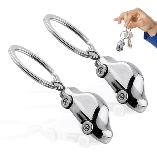 KRYMSON 2 llaveros de metal para coche, regalos de coche para hombres y mujeres, adecuados para mochilas y bolsos, plata, Talla única