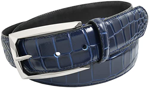 Stacy Adams Men's Ozzie Croc Embossed Belt, Blue, 38