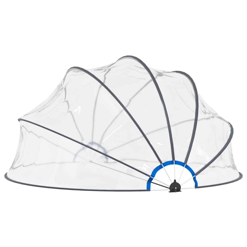 Copertura a cupola per piscina, 440 x 220 cm, trasparente, in PVC, con protezione UPF 30, struttura in fibra di vetro e meccanismo pieghevole per piscine da incasso e fuori terra