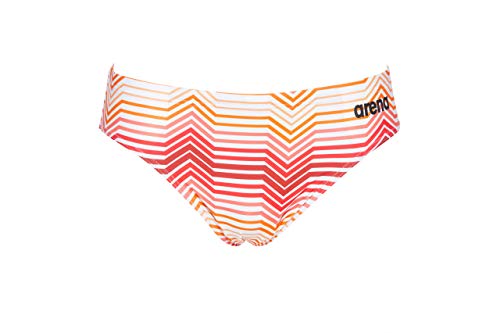 Arena Multicolor Stripes MaxLife Brief Swimsuit, Red-Orange-Multicolor, 34