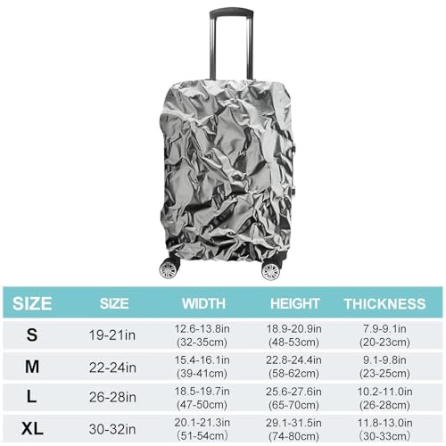 Luggage Cover Dustproof Anti-scratch Suitcase Cover Elastic Travel Suitcase Protector Textured Aluminum Foil Washable Baggage Case Luggage Sleeves Fits 18-32 Inch Luggage, XB06070012