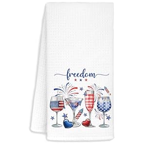 Patriotic Kitchen Dish Towels 16x24,Patriotic Hand Towels for Bathroom, Independence Day Decorations Decor,Americana Decor,4th of July Freedom Wine Glasses Kitchen Towels Patriotic Kitchen Dish Towels 16x24Patriotic Hand Towels for Bathroom Independence Day Decorations DecorAmericana Decor4th of July Freedom Wine Glasses Kitchen Towels