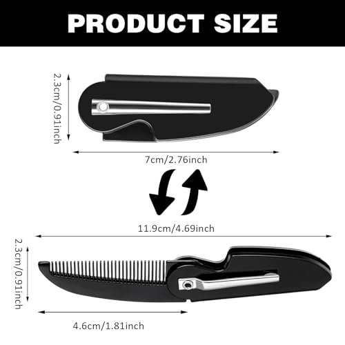 Ouligay 4pcs Folding Mustache Comb - Mini Portable Beard Grooming for Men - Fine Teeth Plastic Pocket Comb for Hair Care Styling - Black - Image 3