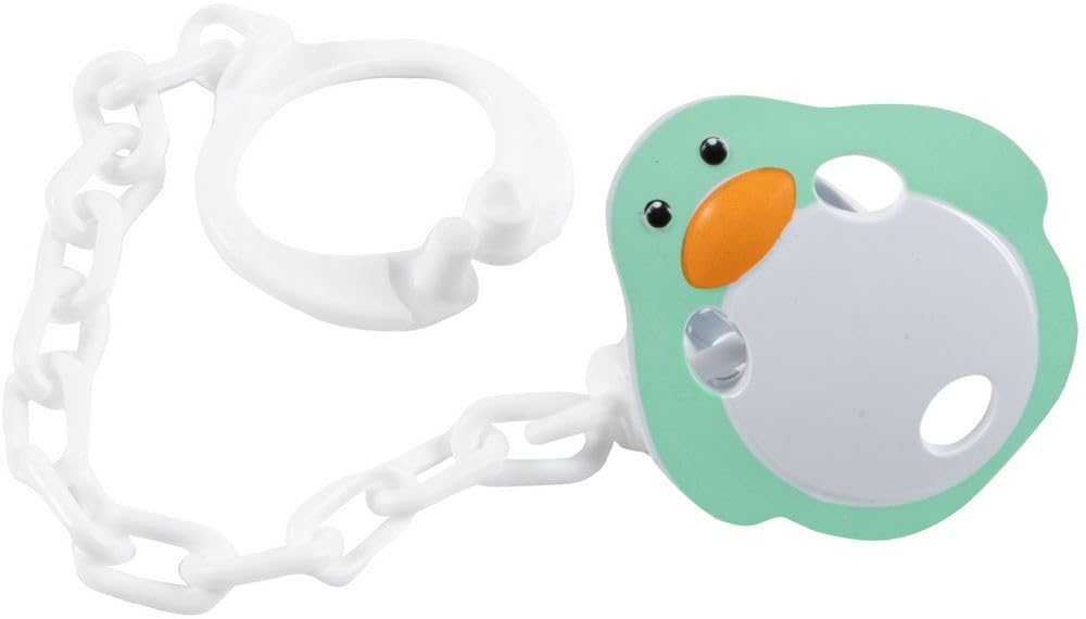 Plastic Baby Pacifier Chain Clip BPA Free Washable Reusable Penguin Shape (Green)