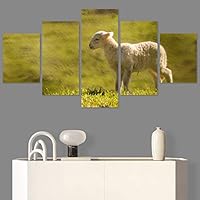 SIGNWIN 5 Panel Canvas Wall Art Animals Farmhouse/Country Fun Group Multicolor for Home Decorations Ready to Hang - 60