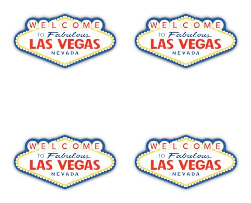 Adesivi: 75 mm, 4 pezzi, set di adesivi Las Vegas, 75 mm, in vinile, confezione da 4 pezzi, da viaggio, souvenir per attività all'aria aperta