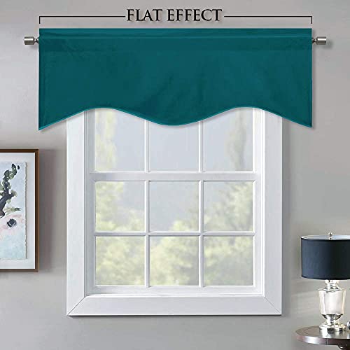 StangH Decoration Scalloped Velvet Valance - Premium Thick Wave-Shaped Small Window Curtain Tier, Matching with Velvet Drapes for Living Room/Bar, Teal, 52 x 18 inch, 1 Panel - Image 2