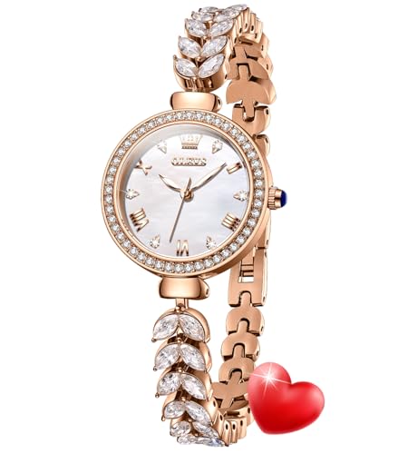 Image of OLEVS Diamond Watch for Women Luxury Dress Rose Gold Bracelet Casual Elegant Waterproof Date Ladies Quartz Wrist Watches