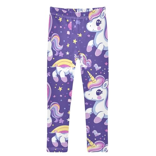 Unicorns Rainbow Star Pattern Girls Leggings Kids Yoga Pants Dance Active Tights 4T