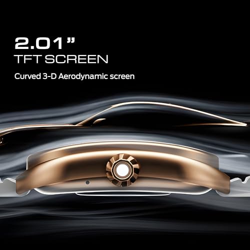 Image of GOBOULT Mustang Muscle Smart Watch 2.01'' 3D Curved Display, Convertible Strap, Premium Metallic Crown, BT Calling, 600 Nits Brightness, AI Assistant, IP68 (Extra Starp, White Armor)