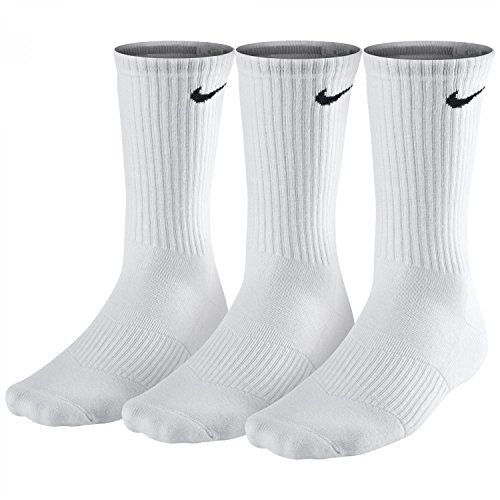 NIKE Unisex Performance Cushion Crew Training Socks (3 Pairs), White, Medium