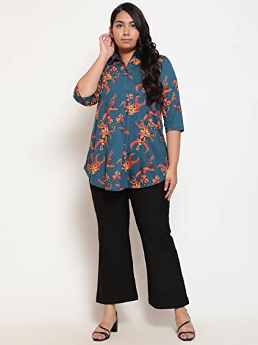 Image of AMYDUS Plus Size Women Printed Top | Centre Pleat for Tummy Flaws | Cloud Soft Fabric | Collared Neck | High-Low Hem | Complete Hip Coverage | Plus Size Tops for Women | L to 9XL