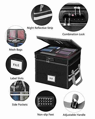 File Box With Lock - Fireproof File Organizer For Hanging Letter/Legal Folders, Collapsible Storage Box Filing Cabinet, Portable Fireproof Document Box With Handles (2 Layer) #TOP4