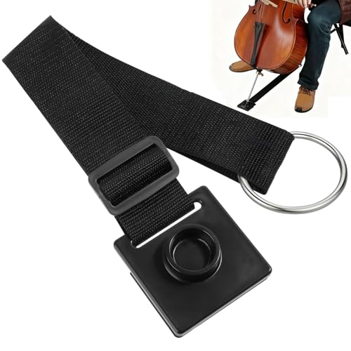 Cello Endpin Anchor,Black Cello Slip Stoppe,Non-slip with O-ring Thick Pad,Anti-Scratch Sponge Adjustable Strap for Cellists Practice Performance