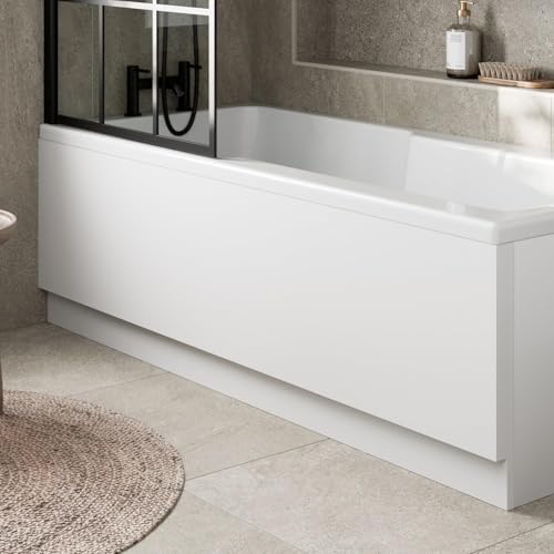 Baystone Universal Acrylic 1700mm White Front Bath Panel for Straight Baths & Bathtubs Waterproof Modern Bathroom Panels Easy Cut Smooth Finish