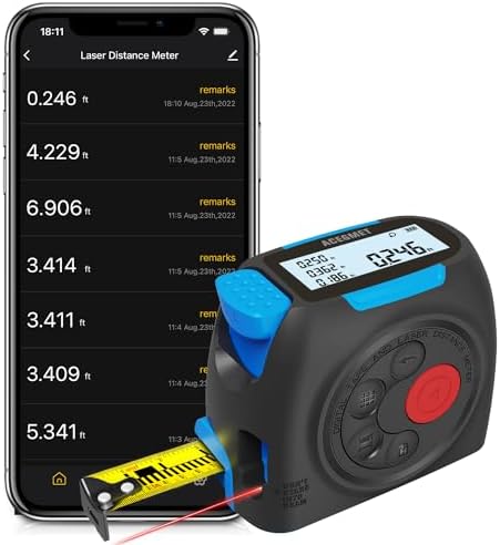 3-in-1 Digital Tape Measure, ACEGMET 131Ft Laser Measuring Tool & 16Ft Measuring Tape with Instant Digital Readout, Ft/Ft+in/in/M Unit Switching and Pythagorean Mode, Measure Distance, Area and Volume
