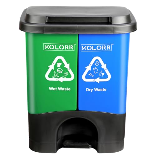 KOLORR Twin Bin 33 Liters Dustbin Dry & Wet Waste Pedal Dustbins ...
