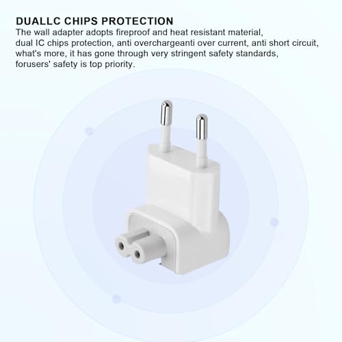 2 stuks MacBook EU-adapterstekker, vervangende AC-voeding voor MacBook, iPhone, iPad, MagSafe, 45W-140W - Afbeelding 4