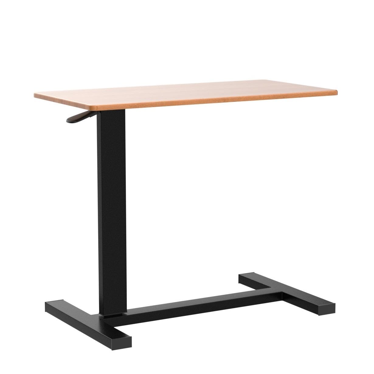 FATIVO Table de Lit à roulettes, Large Table Roulante Réglable en Hauteur de 68 à 105 cm Table pour Lit Médicalisé - Plateau 80x40cm, Vérin Pneumatique, Noir/Chêne