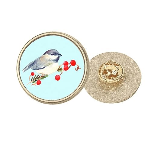 Broche pie oiseau au design de métal doré et finitions grises
