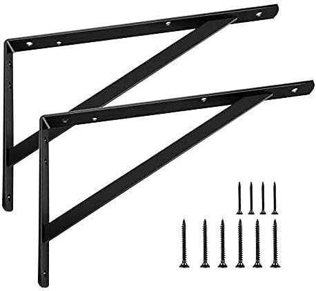 Miniatura 2 de Soportes de estante de 14 pulgadas, soporte flotante resistente para estantes abiertos, soportes de pared angulares de metal negro para 14 y 16
