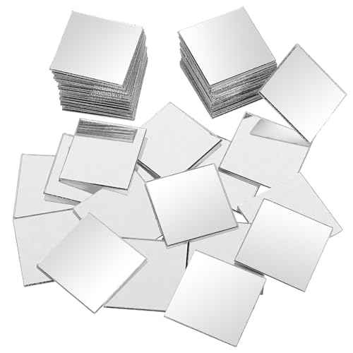 100 Stück Kleiner Selbstklebende Spiegel zum Basteln-2,5 x 2,5cm Quadratische Spiegelfliesen-Mini Acryl Spiegel-für DIY Badezimmer Handwerksku