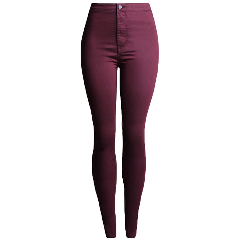 Dninmim Pantalones de mezclilla ajustados para mujer, cintura alta, color liso, lavados, para primavera, verano, ajustados, elásticos, para mujer