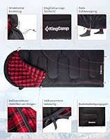 KingCamp Schlafsack Erwachsene,100% Baumwolle Futter,Komfort 7 °C,Black-R – Ansicht 9