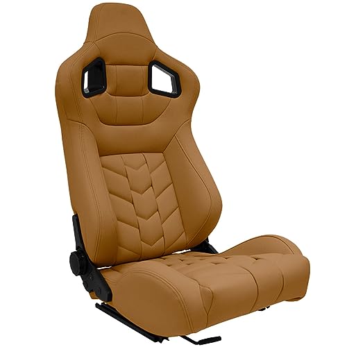 AutoStyle Siège baquet 'GK' - Beige Simili Cuir - Dossier réglable - incl. glissières