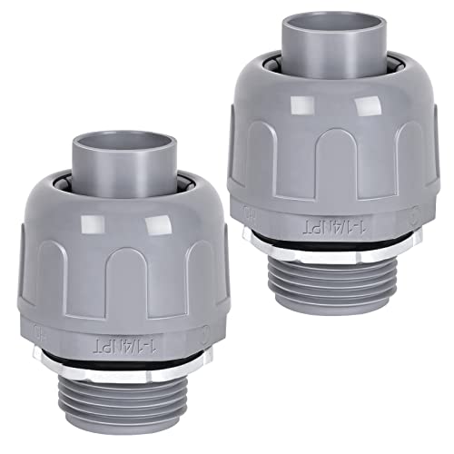 Conector hermético de 1-1/4 pulgadas para conducto de PVC flexible recto en paquete de 2 unidades