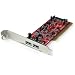 StarTech.com 2 Port PCI SuperSpeed USB 3.0 Adapter Card with SATA Power PCIUSB3S22, Red