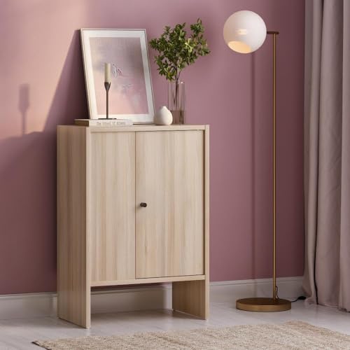 Image of Wakefit Engineered Wood Cabinet | 1 Year Warranty | Storage Cabinet for Home Kitchen Living Room | 1 Closed Compartment | Almeida - Moldau Acacia