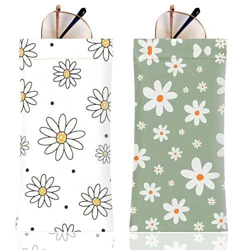 Image of Anikathy 2Pcs Sunglass Eyeglass Glasses Case Soft PU Leather with Cleaning Cloth Portable Glasses Pouch Bag for Men Women