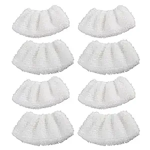 JIANWEI 8pcs Microfibre Cover, Microfiber Steam Mop Pads, Mop Pads Replacement Washable Mop Head Compatible for Karche-r SC1 SC2 SC3 SC4(White)