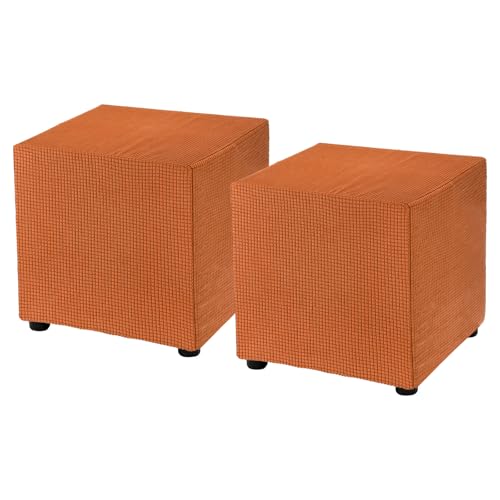 Housses de repose-pieds polyester extensible orange 45,7 cm pour pouf carré