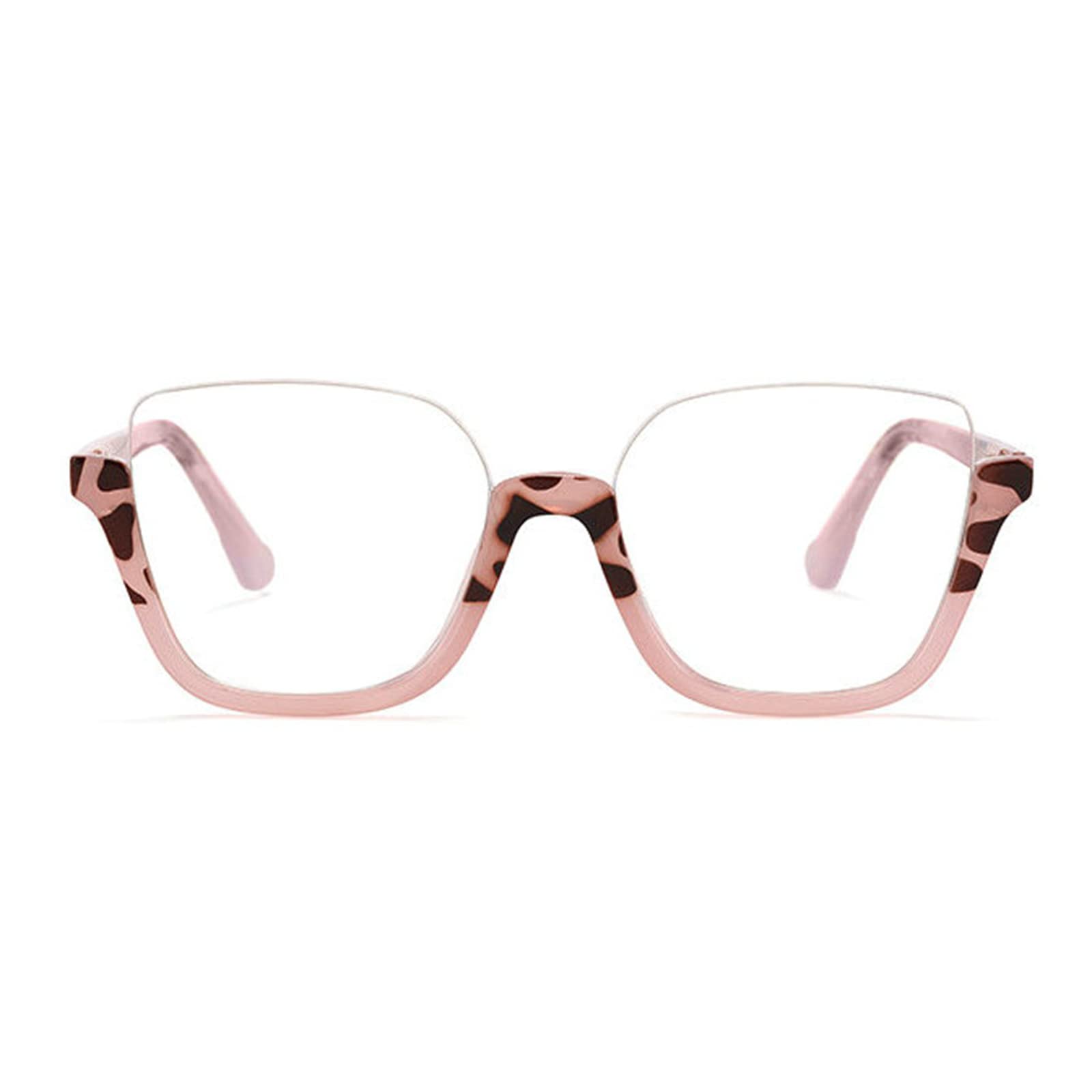 willochra Trendy TR90 rainbow Oversized Blue Light Blocking Glasses Women Stylish Square Half frame Cat Eye Glasses UV400