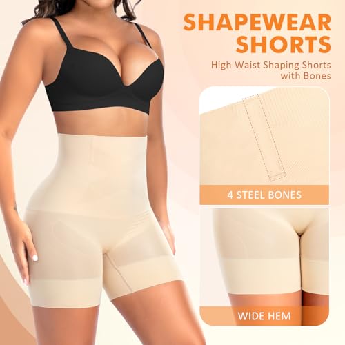 Image of Werena Shapewear for Women Tummy Control Shaping Shorts High Waist Body Shaper Panties Underwear Slip Shorts Under Dresses