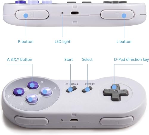 Image of 2 Pack SNES Wireless USB Controller, Rechargeable Retro SNES Remote Game Pad Controller for Windows PC MAC,Raspberry PI