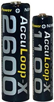 AccuLoop-X 4 x AAA (1100 mAh) + 4 x AA (2600 mAh) AccuPower NiMH Battery Combo