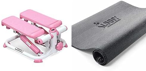 Sunny Health & Fitness Exercise Stepping Machine, Portable Mini Stair Stepper for Home, Desk or Office Workouts, Pink P2000 + Home Gym Foam Floor Protector Mat