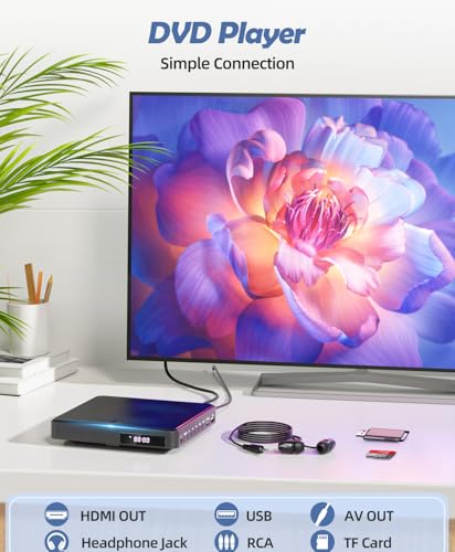 Image of ARAFUNA DVD Players for TV HDMI RCA, 1080P, All Region Free, USB /TF Port | Small DVD /CD Player with Remote Control Support PAL /NTSC Plays and Multiple Formats for Home, Travel