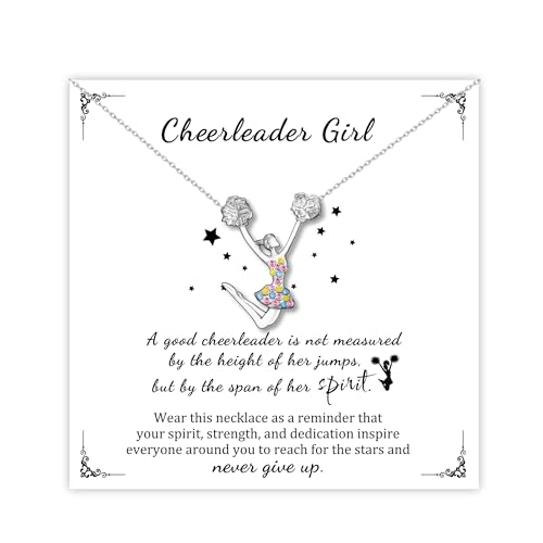 SmileBelle Cheerleader Gifts for Girls, Cheer Necklace Cheerleader Outfit for Girls as Coach Cheer Gifts for Her, Dainty Cheerleading Jewelry Dance Team Necklace as Birthady Gift for Daughter Niece