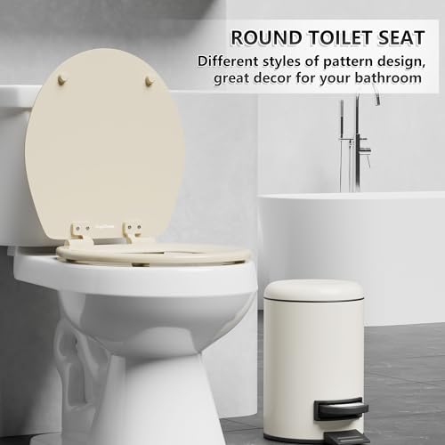 Image of Angol Shiold Slow Close Wood Toilet Seat(Bone, Round 16.5'')