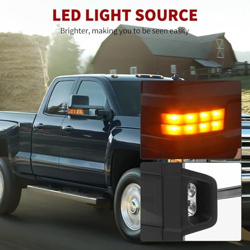 YITAMOTOR Towing Mirrors Compatible with Chevy Silverado Tahoe Suburban Avalanche GMC Sierra Yukon Cadillac Escalade 2003-2006 Power Heated LED Signal Lamp Clearance Light Black Pair Mirrors by YITAMOTOR - Image 5