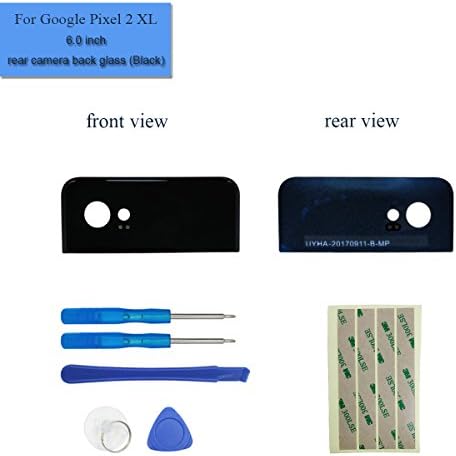 for Google Pixel 2 XL 6.0-inch Back Rear Camera Lens Glass Cover Black Replacement + Adhesive&Tools