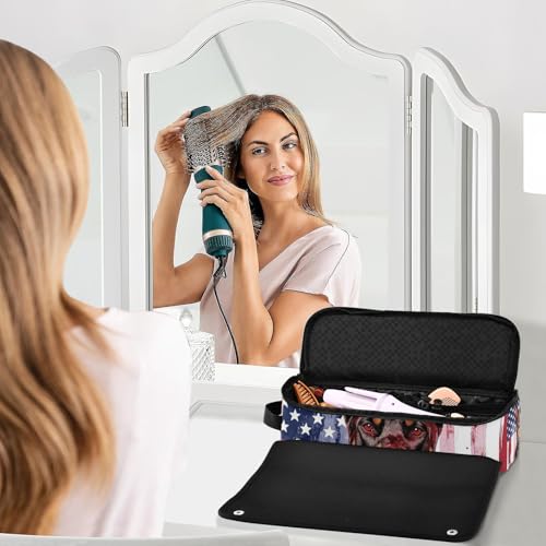 Bolsa para herramientas de cabello para mujeres con tapete resistente al calor y accesorios removibles para planchas de pelo, rizadores, y estilizadores miniatura 6