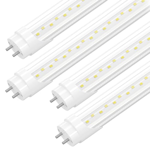 Airseafar 4-Pack T8 LED 4FT Type B Light Bulbs, Ballast Bypass, 4 Foot LED Tube Lights Replacement, 24W 3120LM 6500K for G13, Double Row Lamp Beads, ETL Listed, Dual-Ended, Clear Cover
